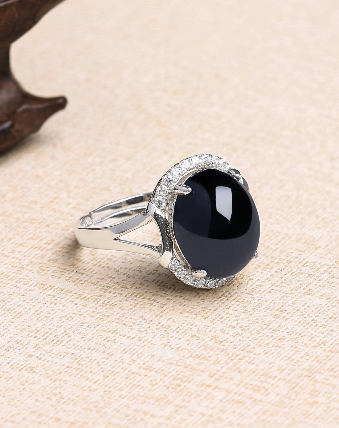 mary windsor s925银镶天然翡翠a货墨翠蛋面戒指/玉戒指/翡翠戒指