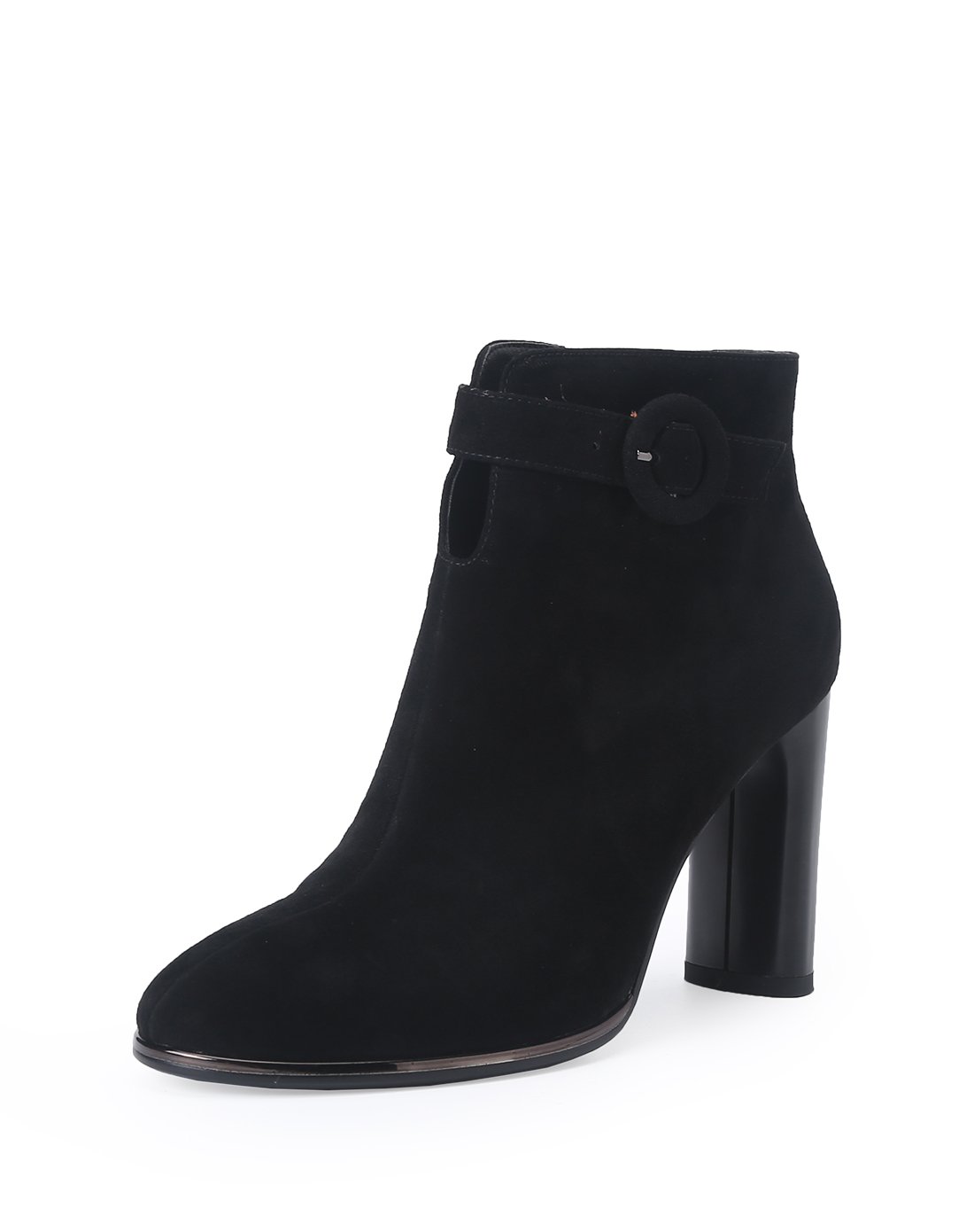 红谷女鞋 典雅舒适【羊反绒】高跟鞋靴子冬季女靴短靴