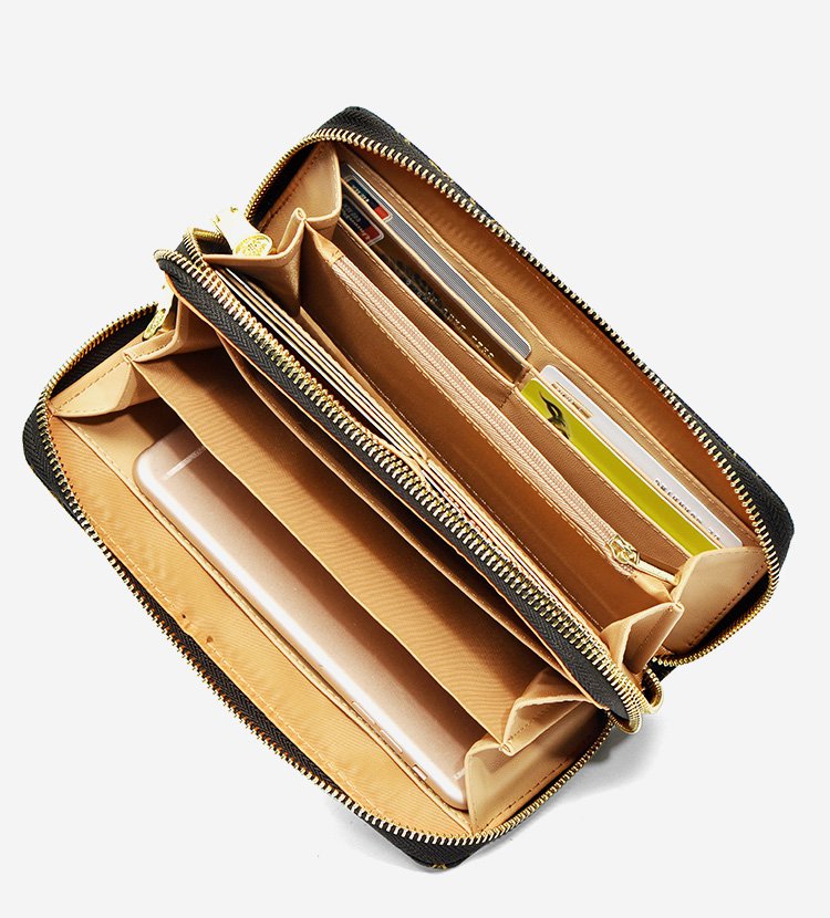 女士休闲多卡位双拉链大容量长款钱包手拿女包