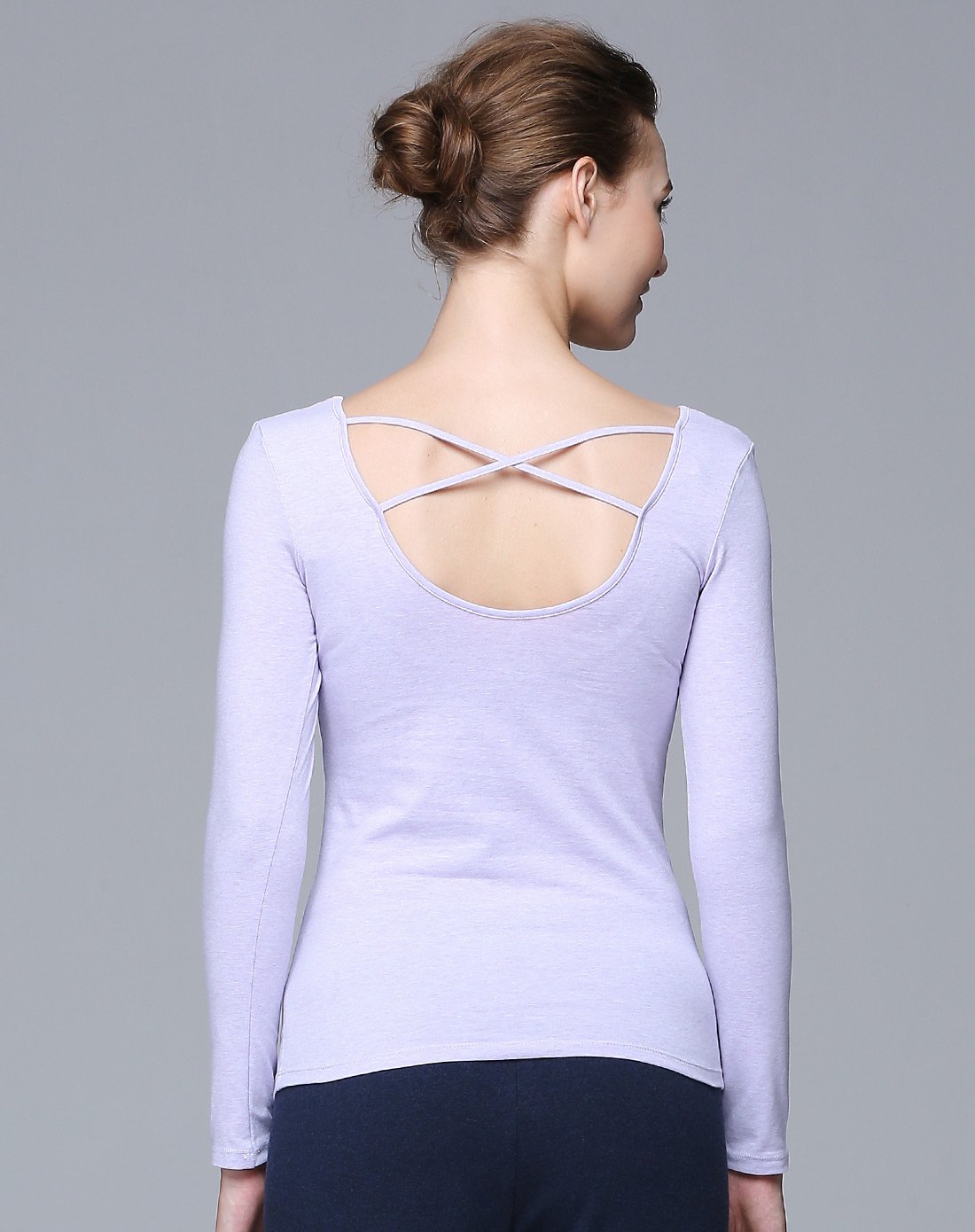 dv美国棉后背交叉时尚运动活力女士长袖上衣女士家居服