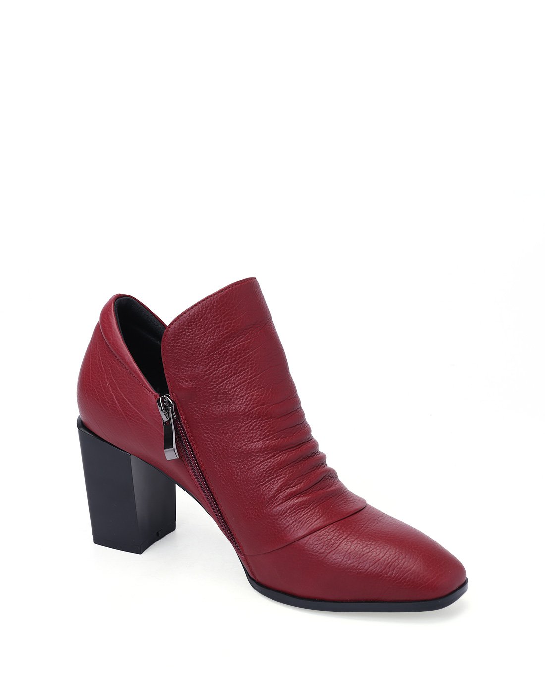 红谷女鞋 职场甄选【胎牛皮】复古休闲鞋深口单鞋高跟鞋