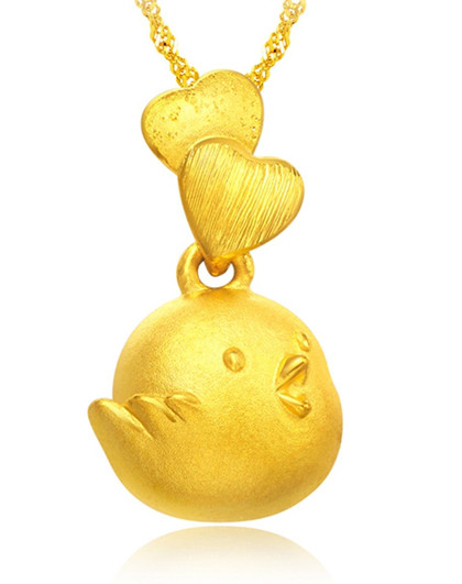 周大福 十二生肖鸡积极向上足金黄金吊坠(计价)