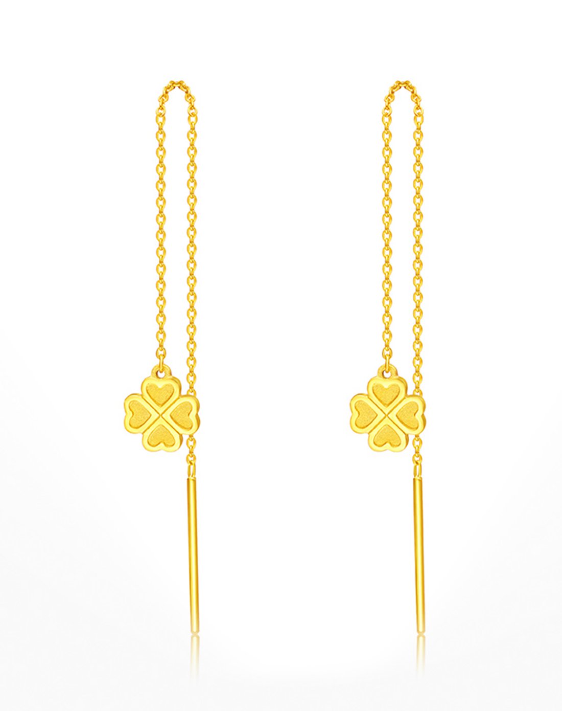 周大福 新品-ing系列 时尚四叶草 黄金耳线