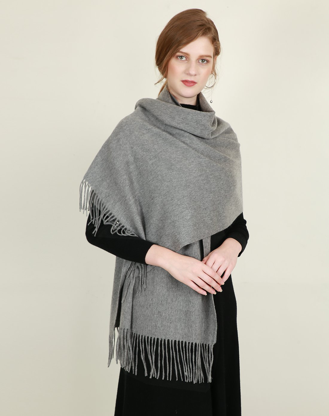 兆君男女通用羊毛防风围巾超大素色保暖披肩