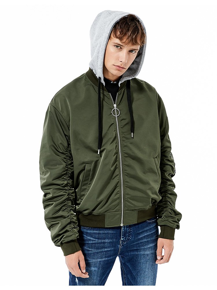 太平鸟peacebird man韩版男士飞行连帽茄克bwbc7313143_唯品会
