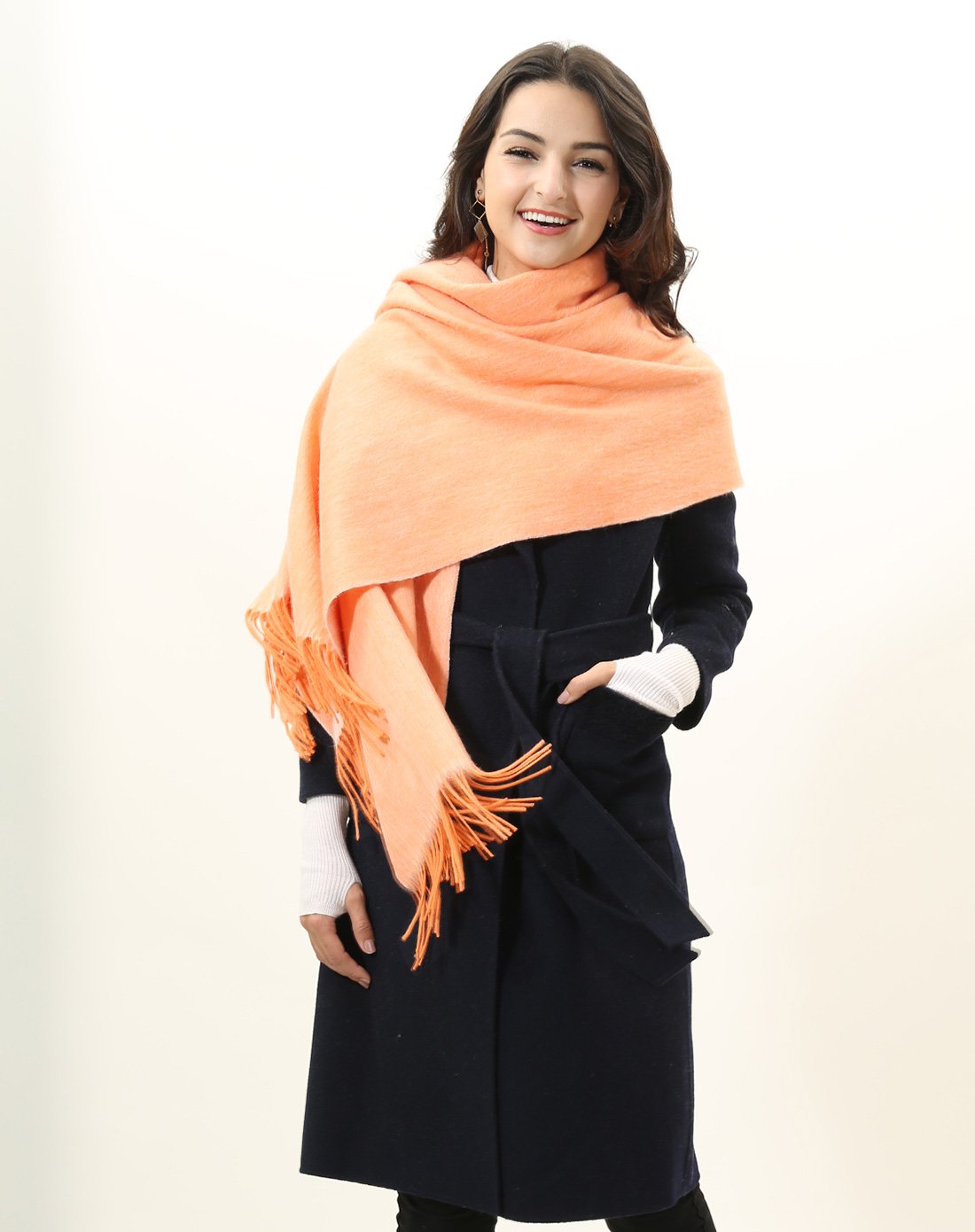 兆君男女通用羊毛防风围巾超大素色保暖披肩