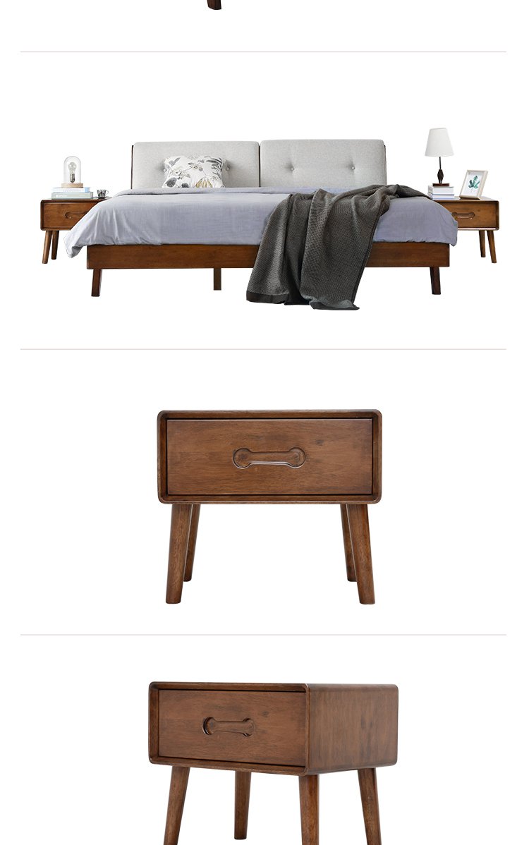 联邦landbond家具专场直发货时物系列 北欧日式 全实木床软靠 双人