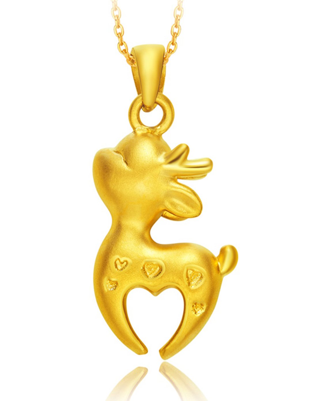 周大福 萌动可爱小鹿黄金吊坠(定价)