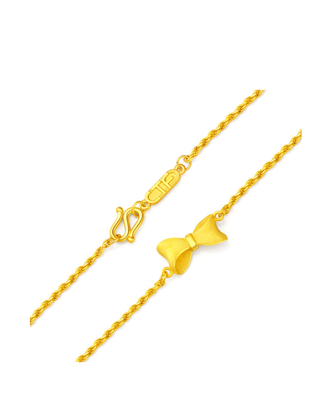 周大福 蝴蝶结足金黄金手链(计价)