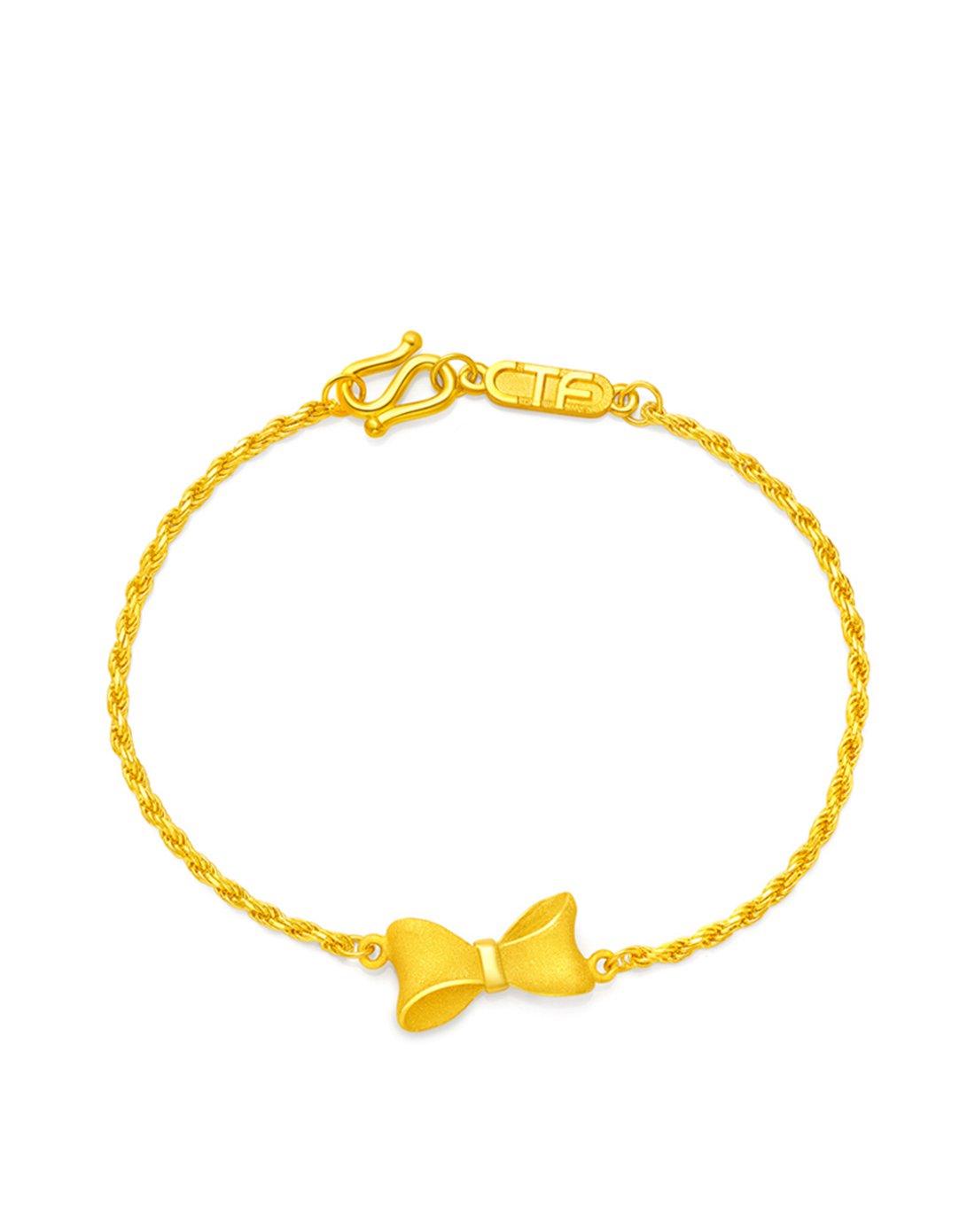 周大福 蝴蝶结足金黄金手链(计价)