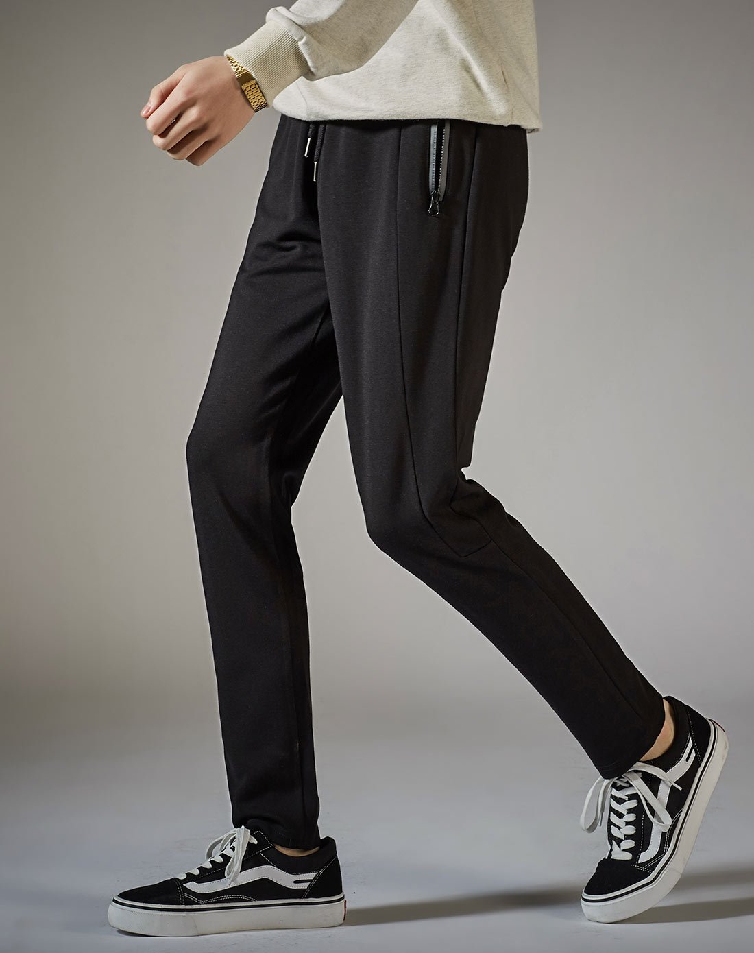 男基本小脚针织长裤