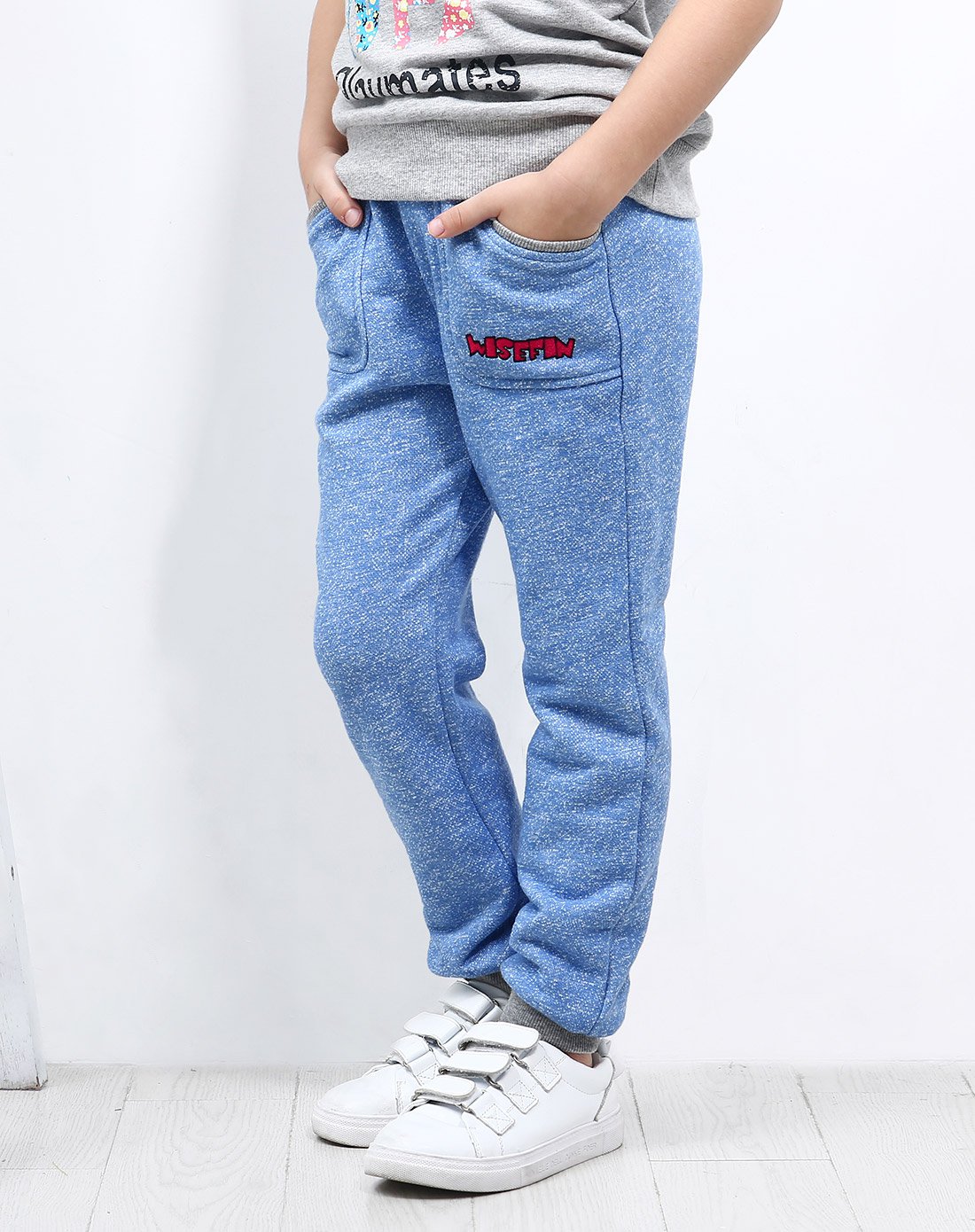 唯思凡童装女童春秋装中大童运动裤休闲保暖毛圈针织长裤120-165码