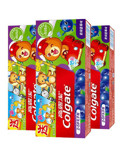 【2件起售】高露洁colgate 香纯蓝莓味儿童牙膏(蓝莓香型)(3支装)