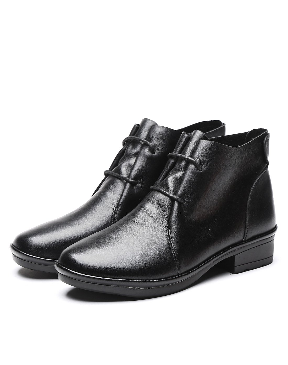 时尚休闲 女士尖头小皮鞋百搭粗跟女短靴