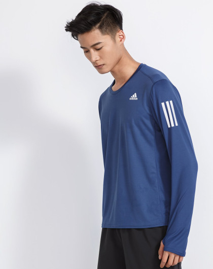 吸湿快干 男款深蓝色长袖运动t恤