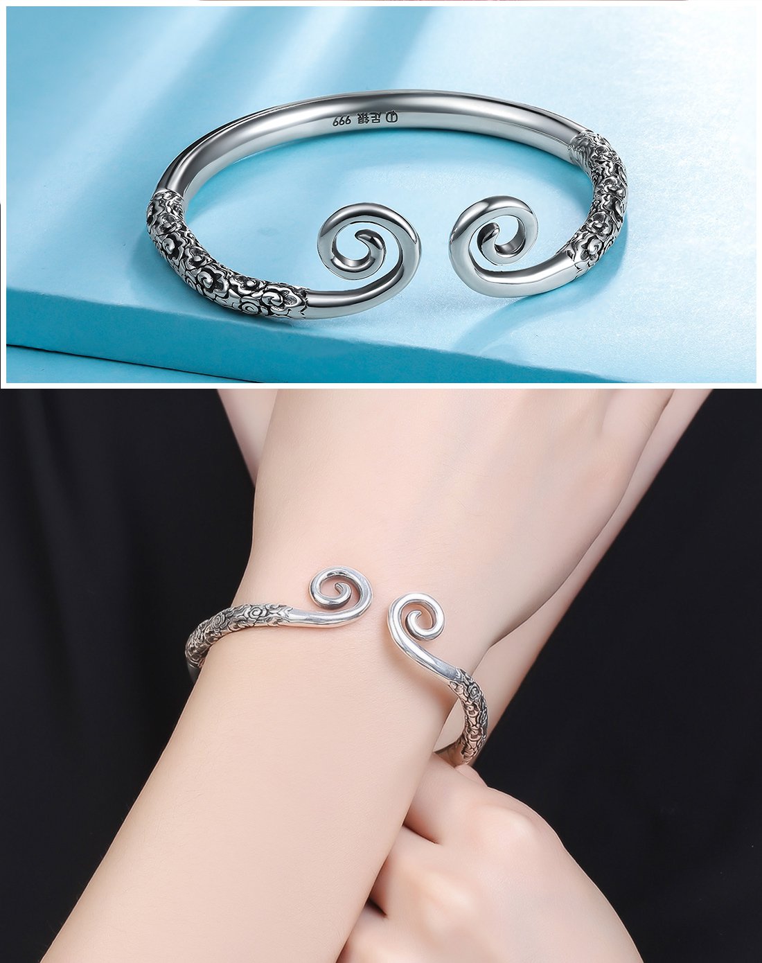 七度爱你一万年紧箍咒纯银手镯大话西游999足银手镯附送证书送女友