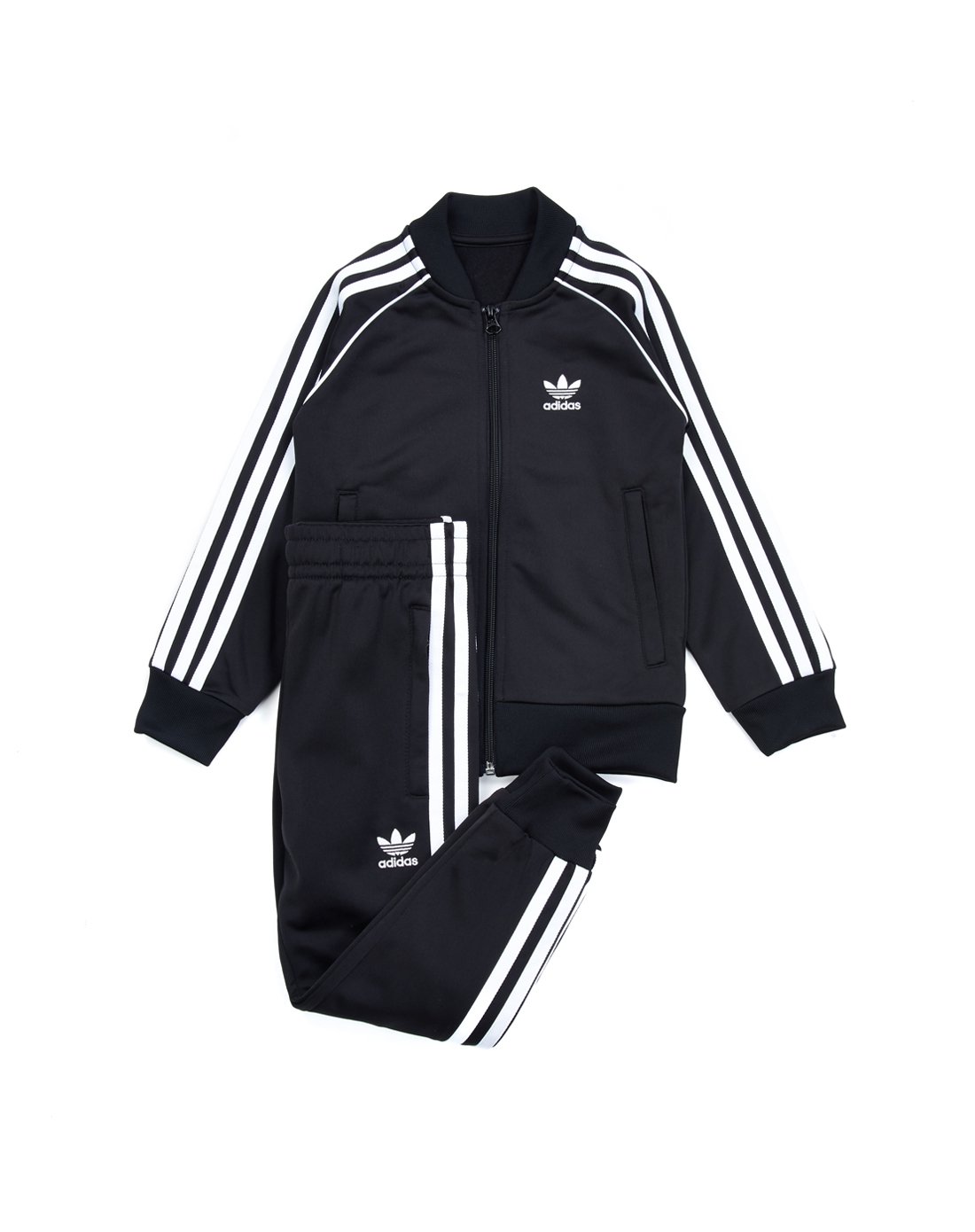 舒适 男子中童黑色长袖运动套装 三叶草系列 阿迪达斯adidas