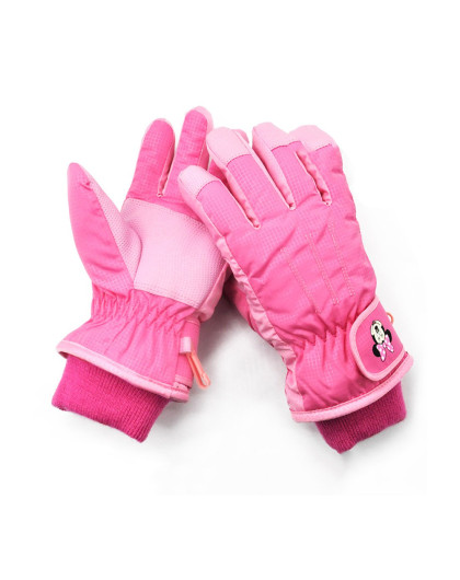 迪士尼儿童滑雪手套冬季防水保暖手套米妮女孩五指手套