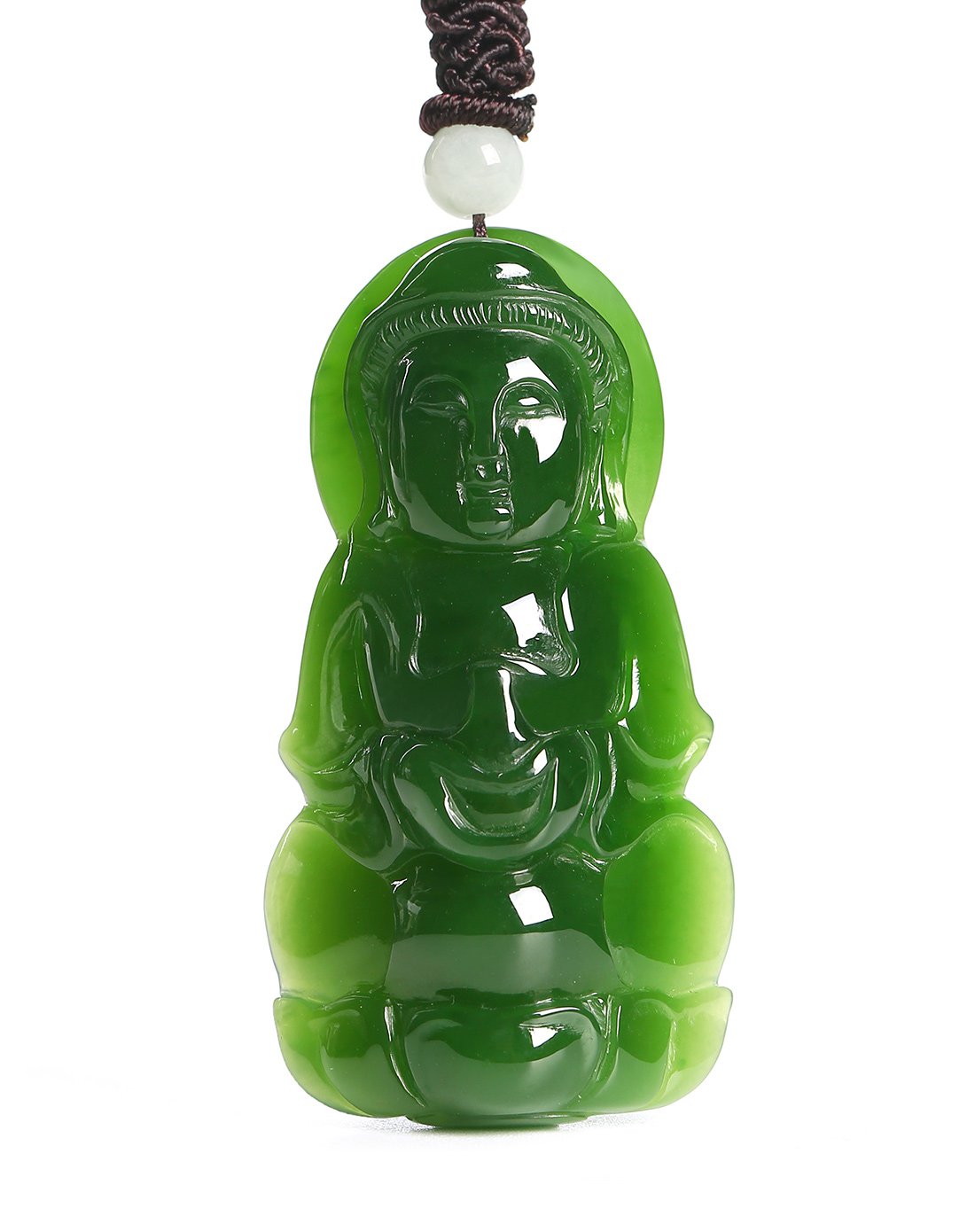 凤禧 天然菠菜绿和田玉碧玉吊坠观音玉坠