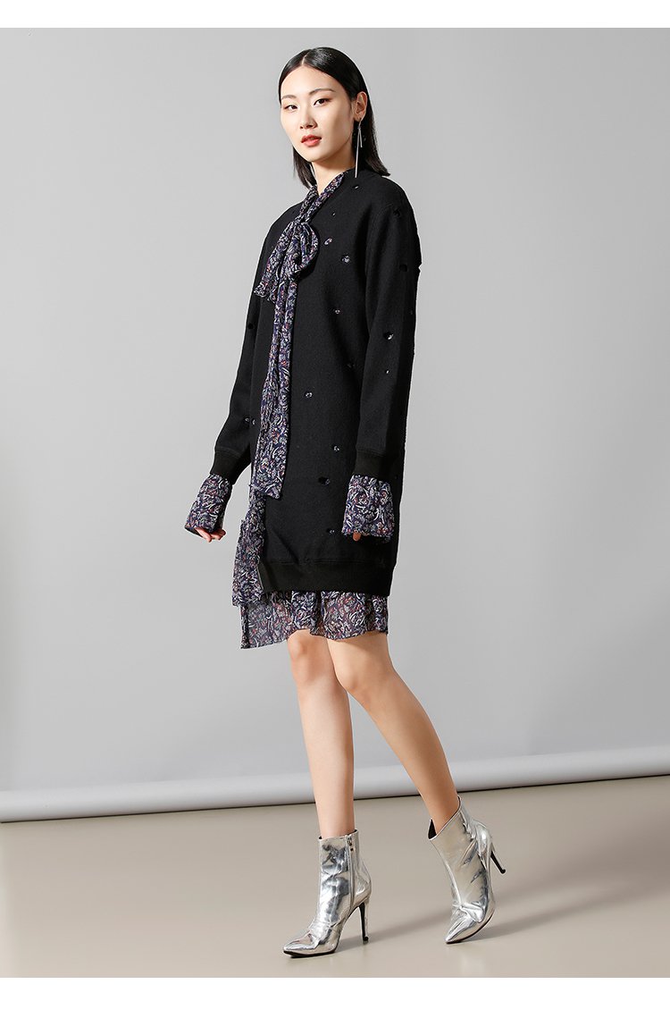 镂空茧型连衣裙街头风