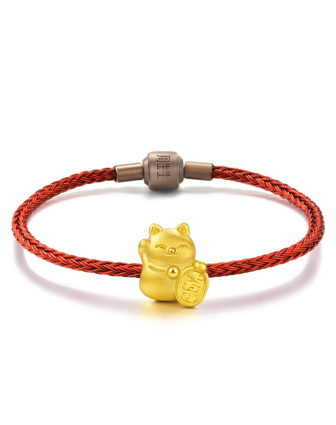 周生生黄金(足金)charme串珠系列招财猫转运珠(送17厘米不锈钢红绳)