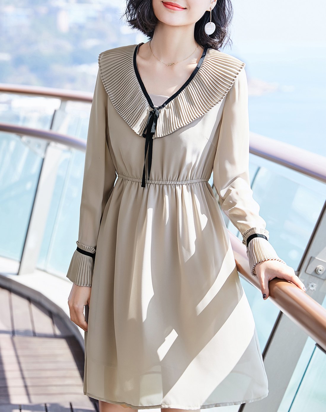 2018夏季新款气质显瘦收腰女装连衣裙春夏秋装简约通勤女中长裙优雅女