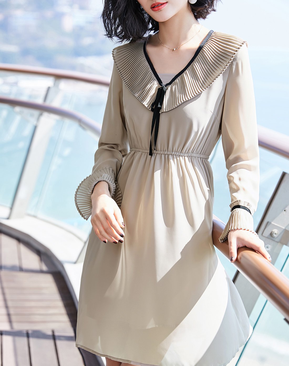 2018夏季新款气质显瘦收腰女装连衣裙春夏秋装简约通勤女中长裙优雅女