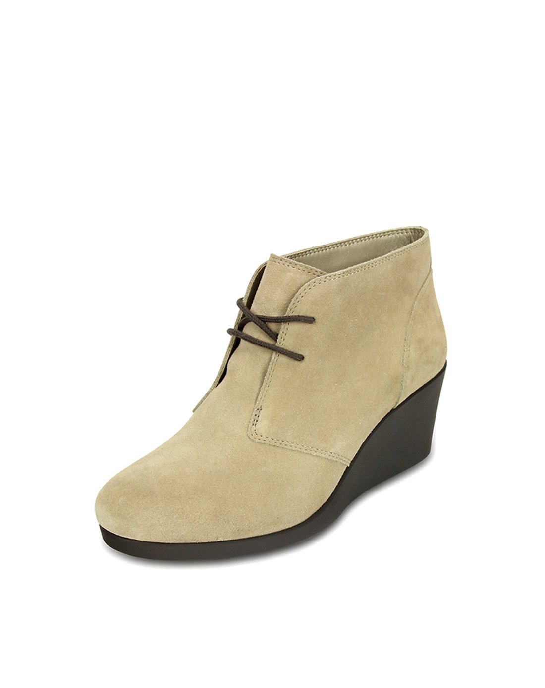 crocs女鞋卡骆驰时尚皮质蕾丽系带坡跟厚底靴