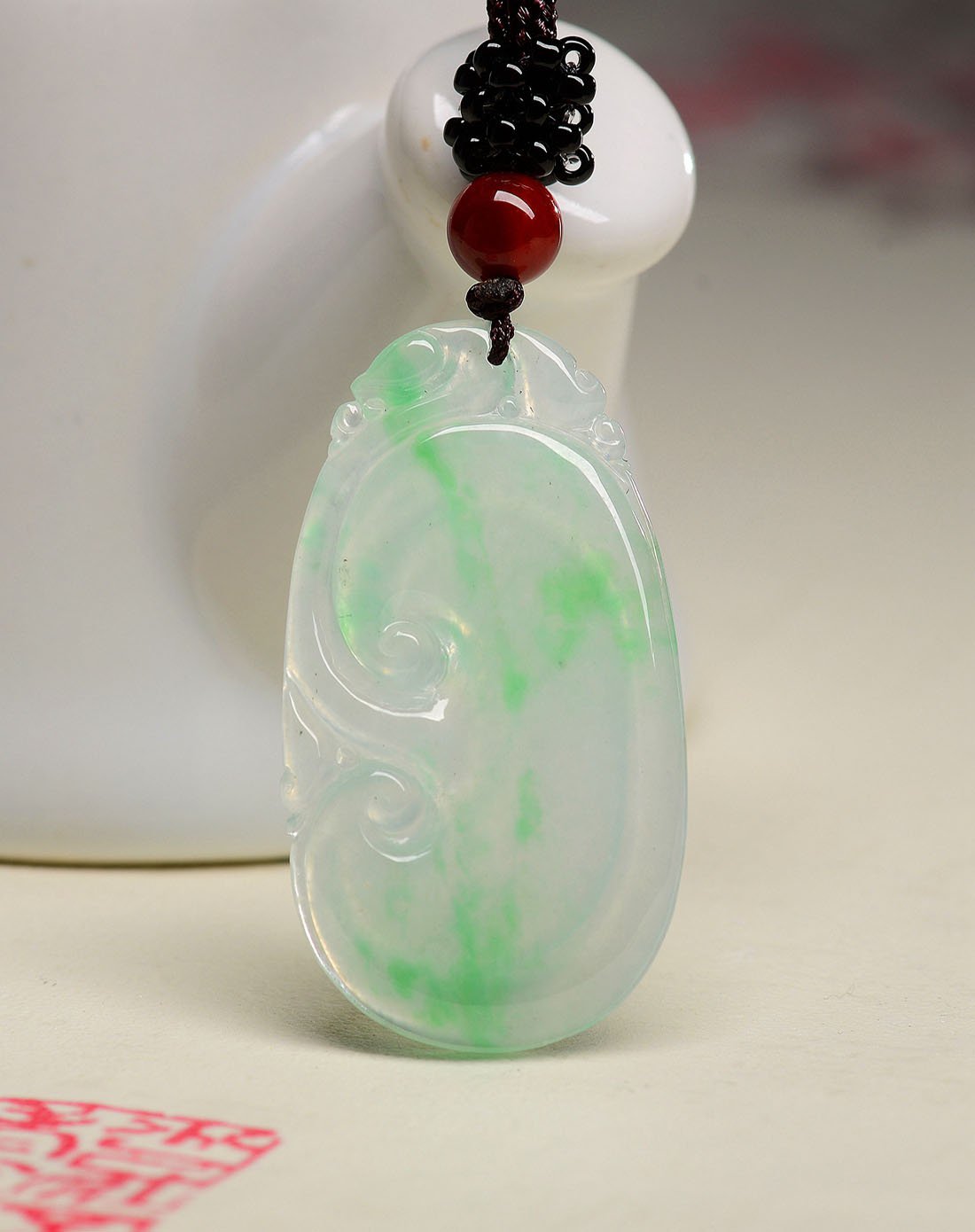 金万年 冰种水润金丝种飘阳绿如意天然a货翡翠吊坠/玉挂件