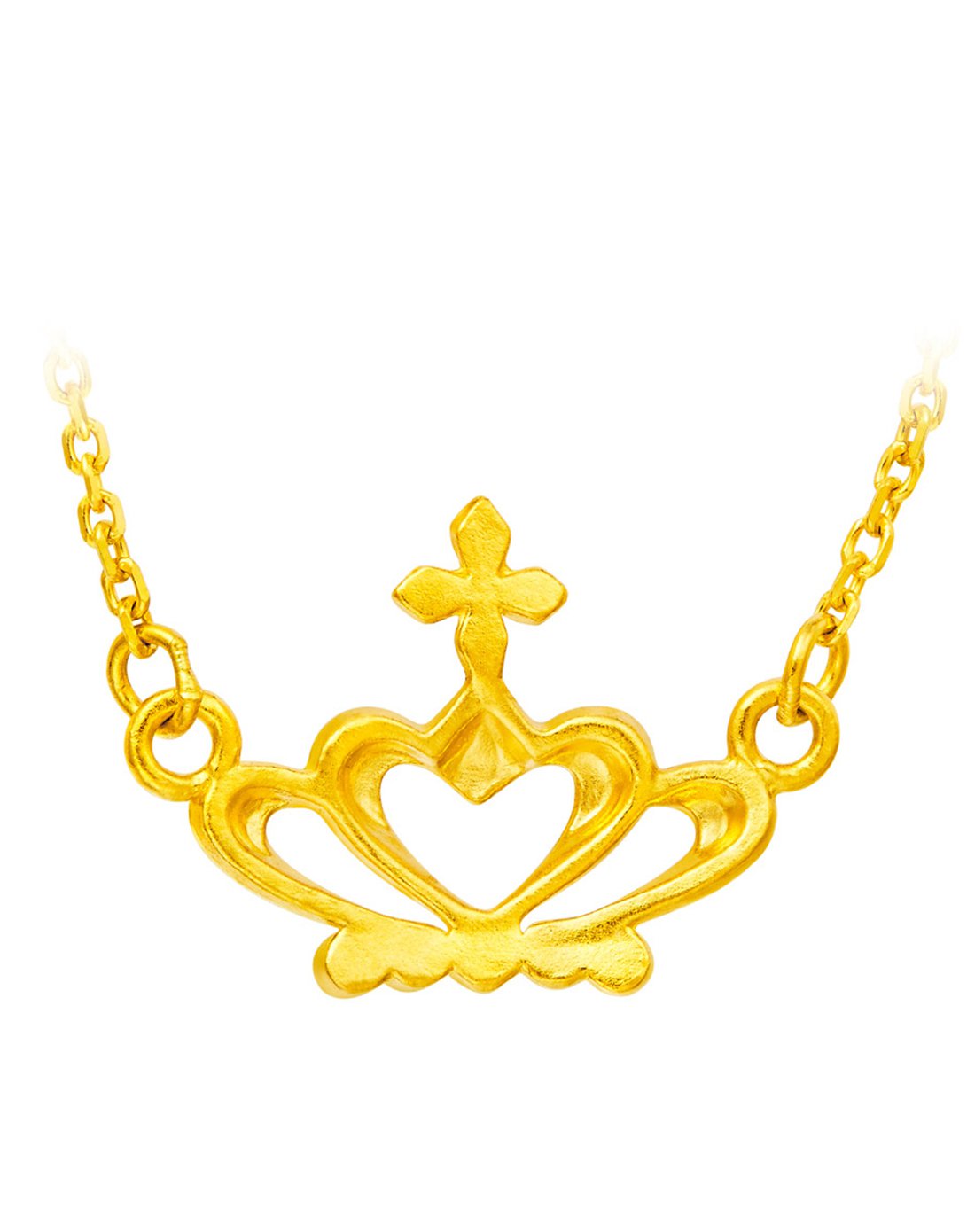 周大福 为爱加冕优雅皇冠足金黄金项链/吊坠 礼物