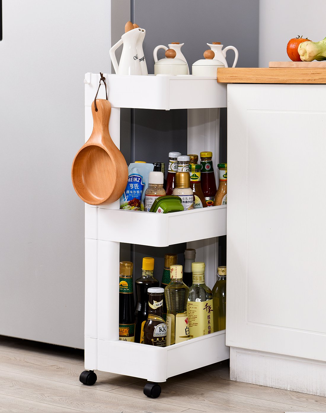 jm家居日用专场可移动带滑轮 厨卫落地三层收纳置物架yc-0007_唯品会