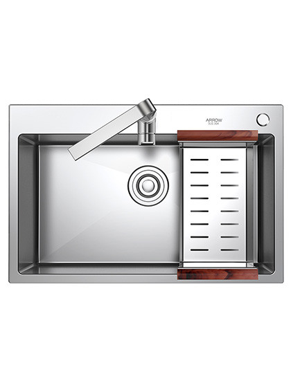 箭牌(arrow)水槽单槽套餐304不锈钢手工槽厨房洗碗水池 加厚洗菜盆
