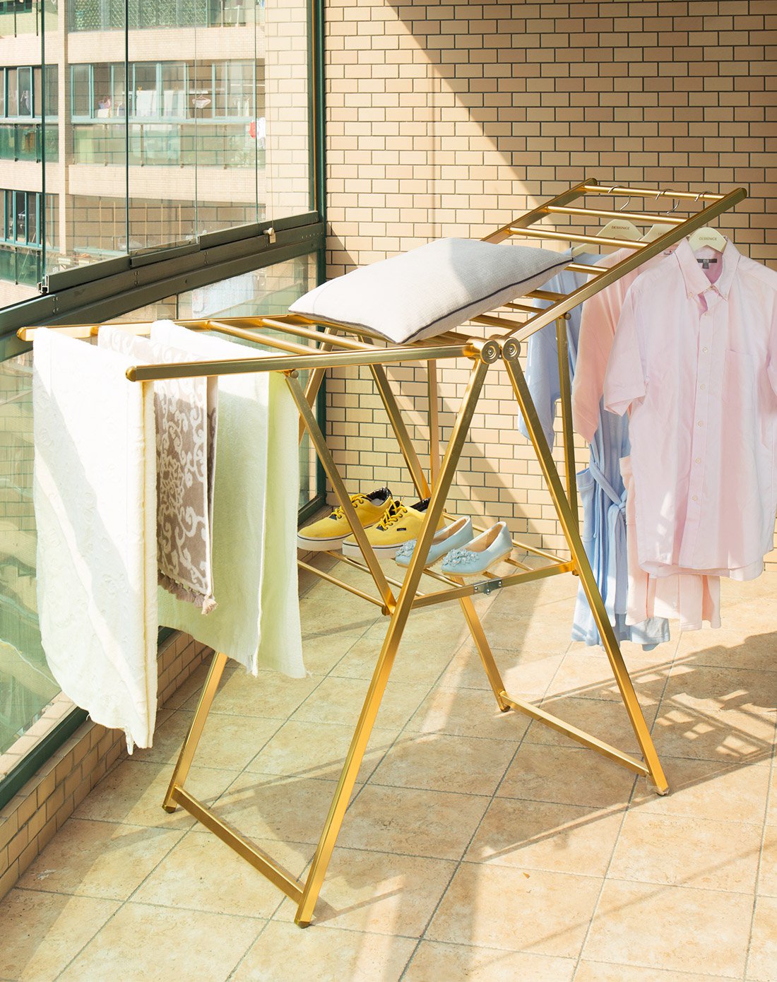 宝优妮晾衣架落地折叠室内阳台翼型凉衣架晒架晾衣服架家用晒衣架