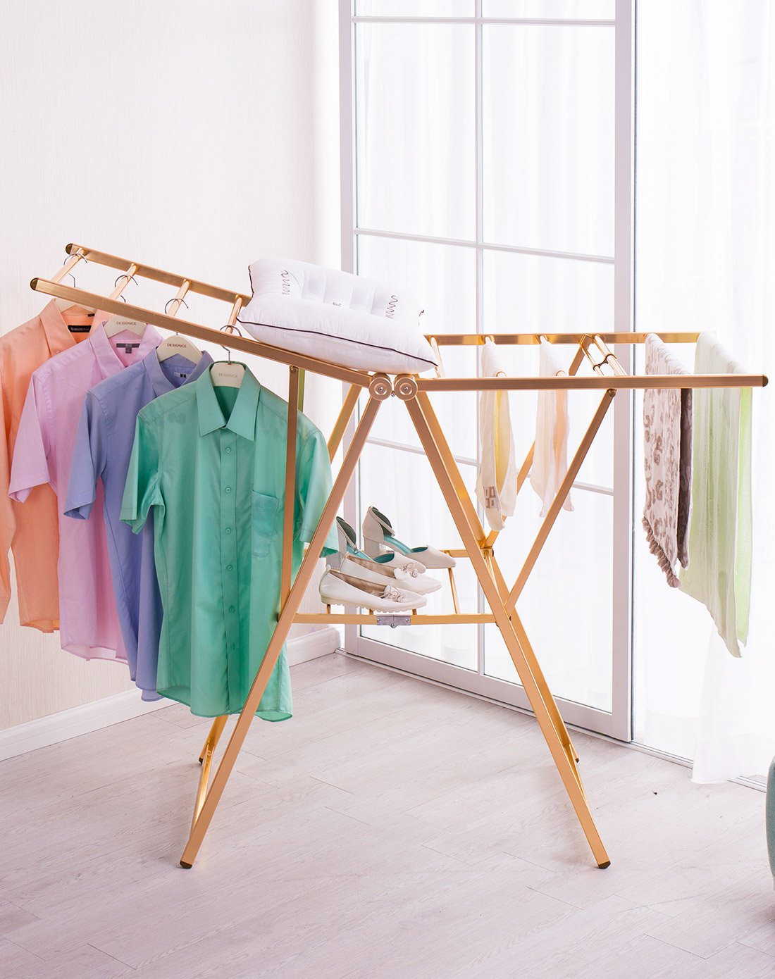 宝优妮晾衣架落地折叠室内阳台翼型凉衣架晒架晾衣服架家用晒衣架