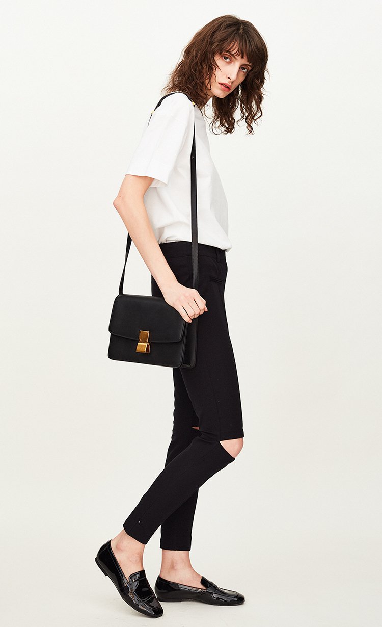 极简牛皮方形box女款单肩包