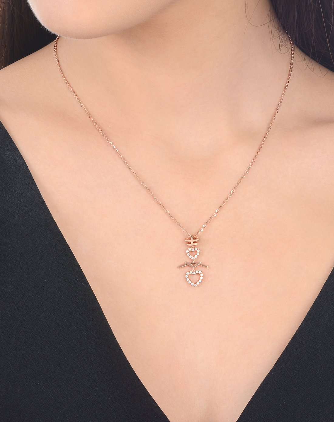 周生生18k红色黄金点睛品喜字钻石吊坠(不含项链)