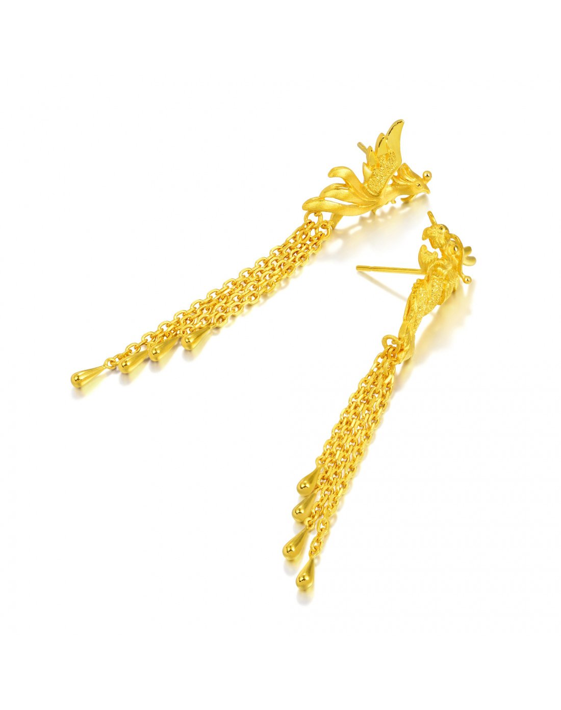 周生生黄金(足金)龙凤流苏耳环 计价