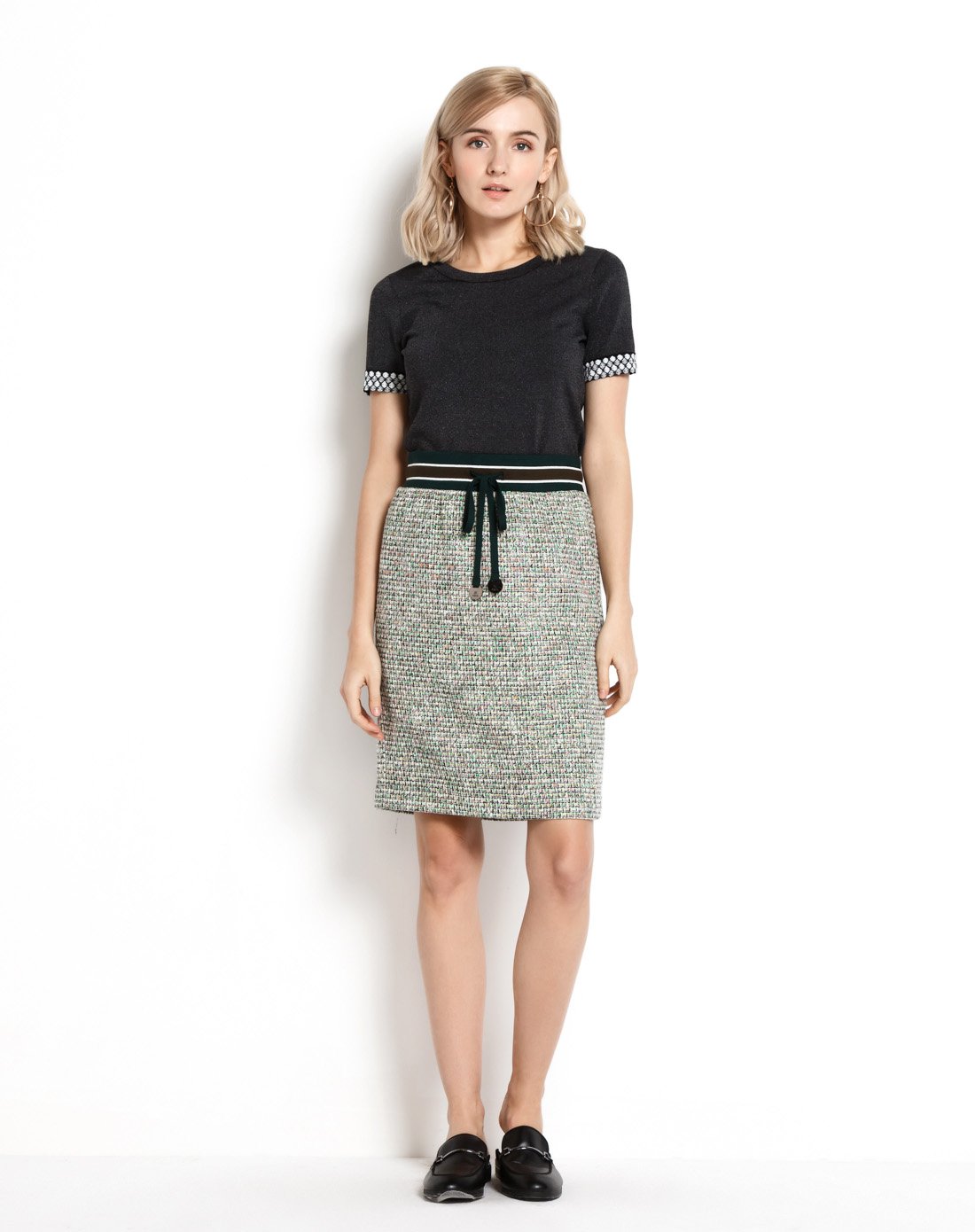 通勤时尚蛇皮纹包臀半身裙