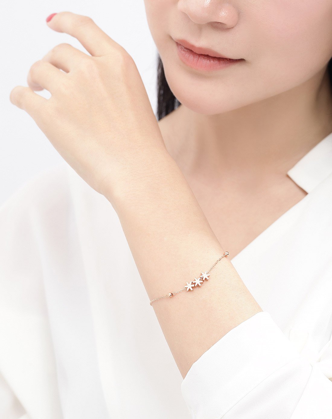 明牌珠宝专场【2018新品】明牌 18k金手链 雪花简约时尚手链 定价csk