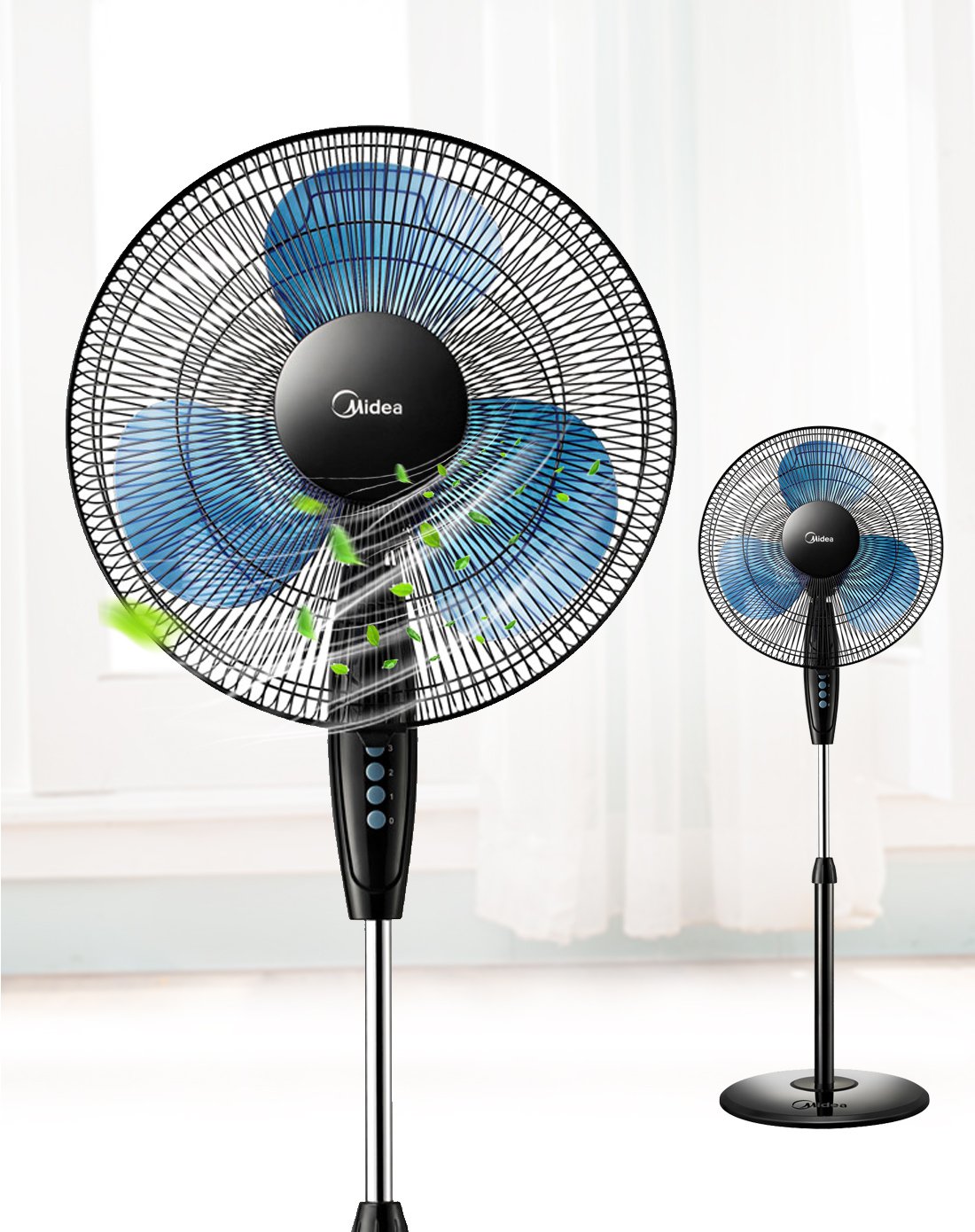 美的midea风扇专场美的fs40-11l机械三叶摇头黑魅静音家用落地扇fs40