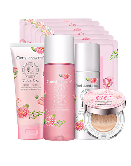 clorisland花皙蔻 山茶花水嫩补水嘟嘟保湿5件套 补水保湿 cc霜遮瑕