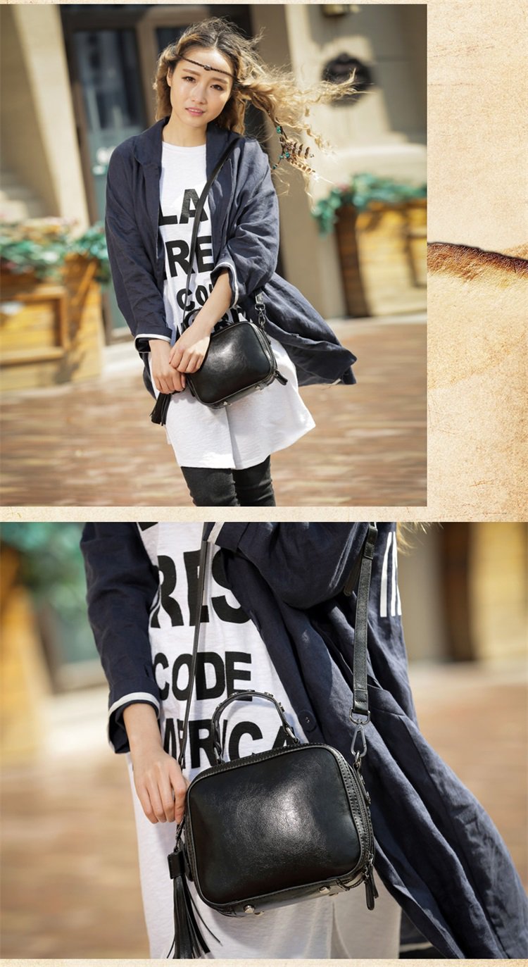 吐火罗新款纯色流苏女斜跨包