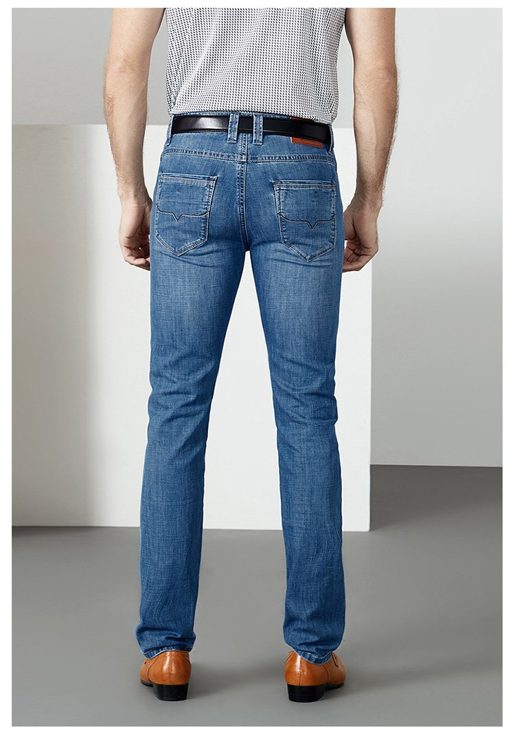 甄选好货【商场同款】重洗水带弹力商务休闲小直筒男士牛仔裤y72h
