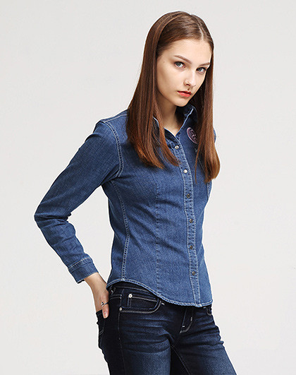 lee女装18春夏新品牛仔长袖衬衫