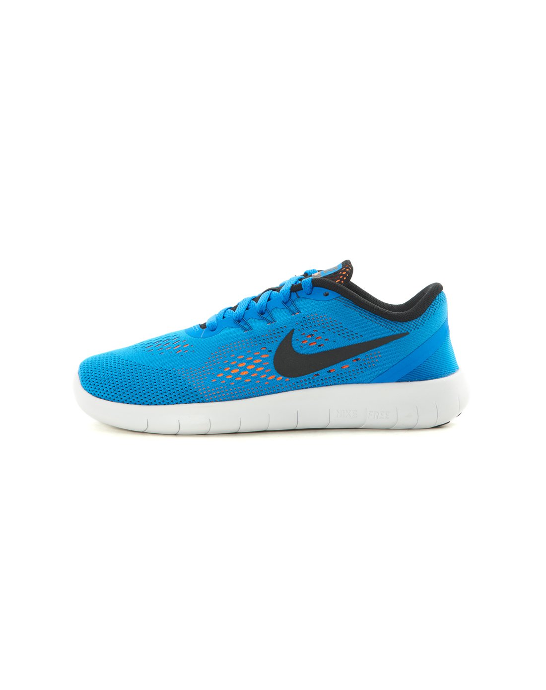 耐克nike free 女子大童相片蓝/黑/橙色跑步鞋 跑步系列