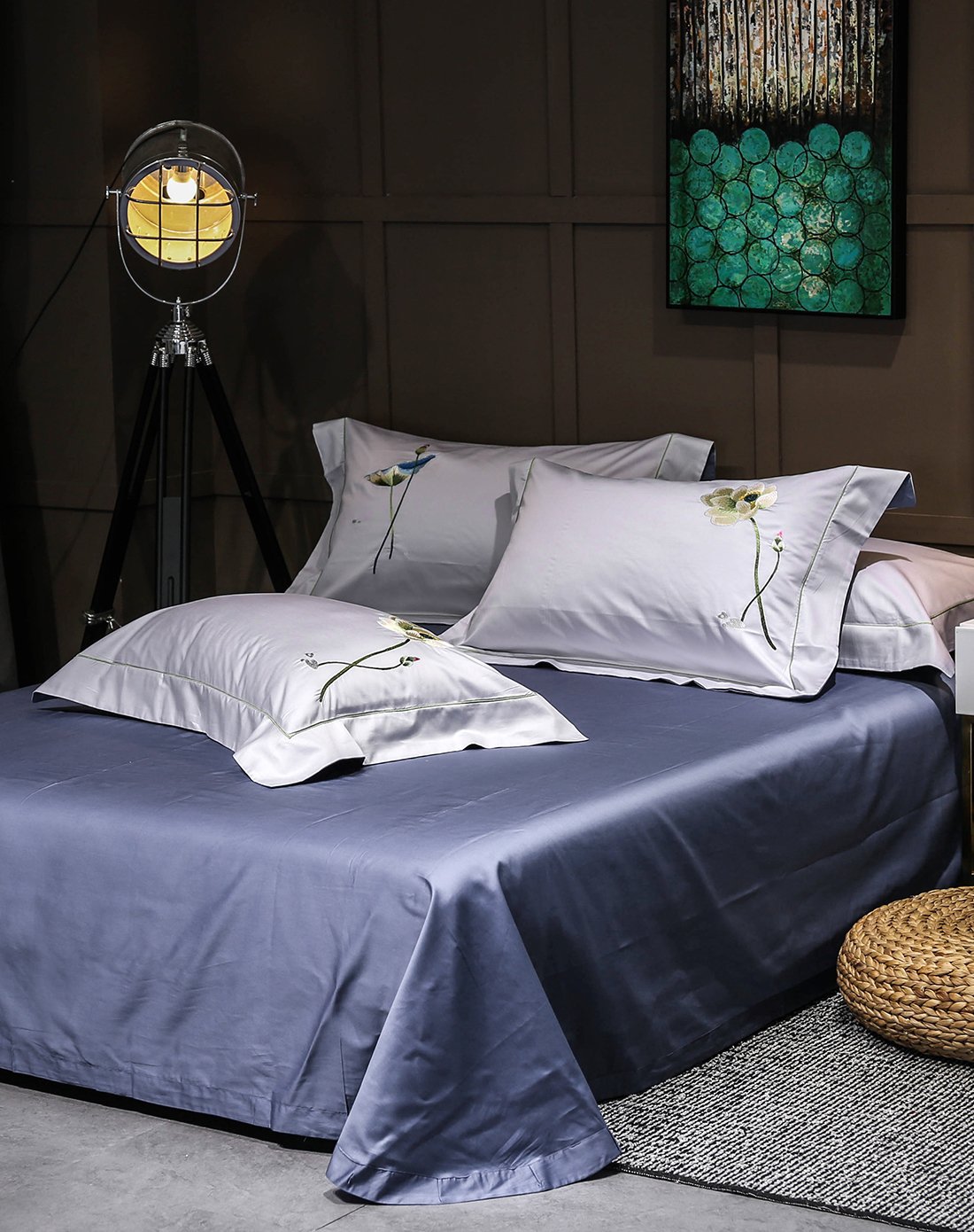 60支贡缎绣花床单被套式四件套床上套件-轻摇曼舞