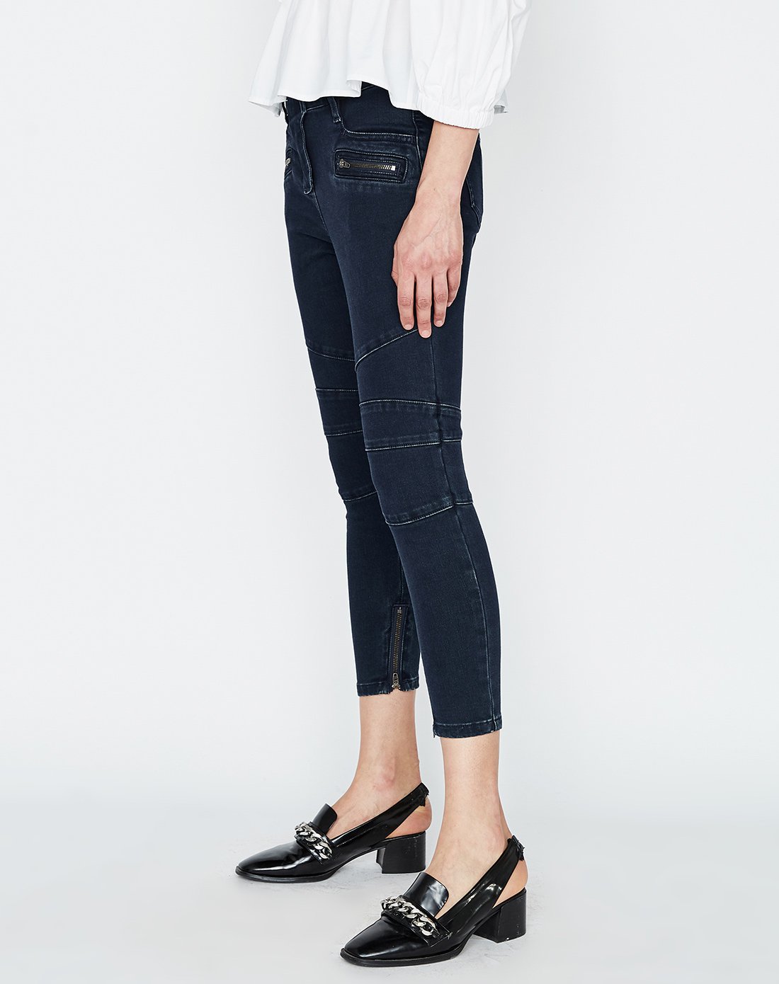 百搭实穿纯色拉链裤口水洗牛仔长裤 尺码偏大