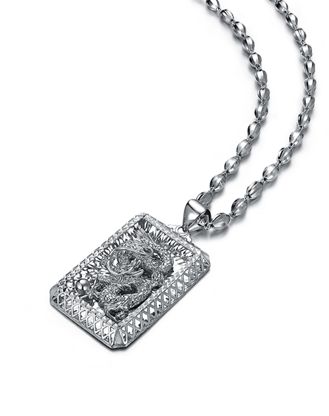 珂兰 铂金950吊坠 长方形框龙纹