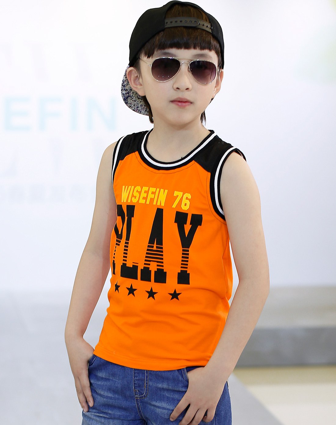 唯思凡儿童装男童背心夏装跨栏背心中大童夏季潮宝宝120-170码