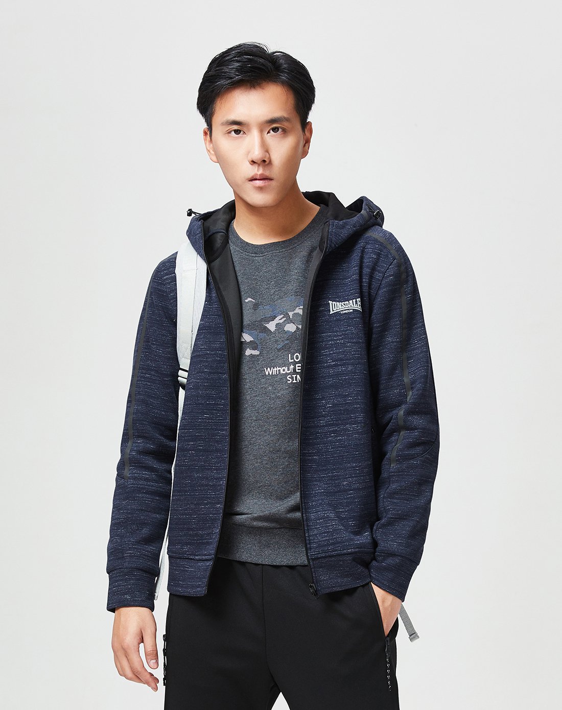 [2018春季新品]休闲百搭 男款针织夹克卫衣 轻薄开衫外套